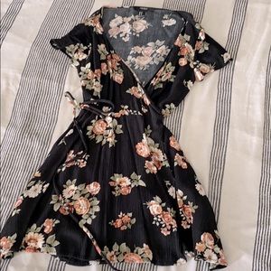 Mini floral wrap dress